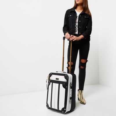 Black and white snake print cabin suitcase